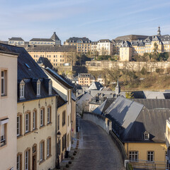View from the river Alzette to the town of Luxembourg