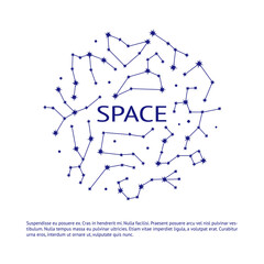 Space banner with zodiac constellation symbols and place for text