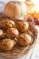 Autumn and fragrant pumpkin cupcakes.