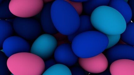 Render de huevo de pascua coloridos. Fondo tridimensional de huevos de pascua. Diseño 3d para semana santa. Tradición