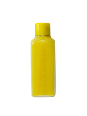 Yellow plastic bottle insulated on white background.