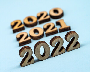 Figures 2022 on blue background. Banner 2022.
