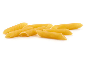 Penne pasta, close-up, Itallian food, close-up, isolated on white background