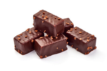Chocolate sweets, close-up, isolated on white background
