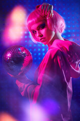 disco girl with ball