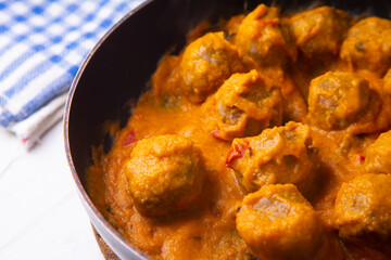 Meatballs with tomato sauce from a tapas bar in spain