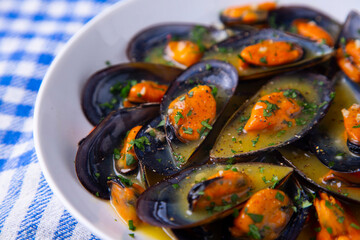 Mussels with orange sauce from a tapas bar in spain