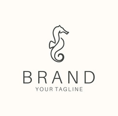 Seahorse Logo with a Line style logotype Vector Design Icon. Minimalist Unique Simple Sign Animal Mono Line