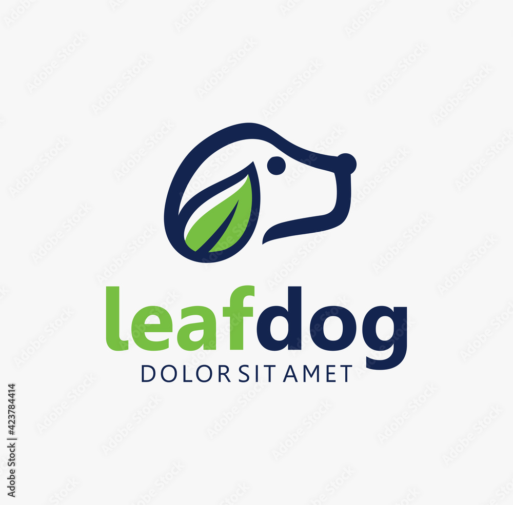 Wall mural Leaf Dog Logo Premium Design Stock Vector. natural pet care logo Icon 