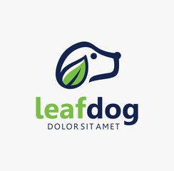 Obraz premium Leaf Dog Logo Premium Design Stock Vector. natural pet care logo Icon 