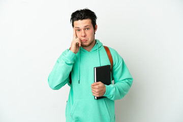 Young student man isolated on white background thinking an idea