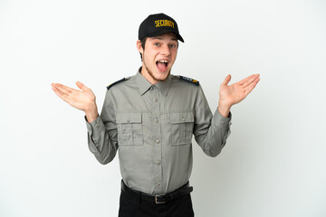 Young Russian security man isolated on white background with shocked facial expression