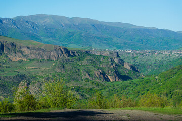 Fototapeta na wymiar Rocky landscape with canyon and Dzoraget river