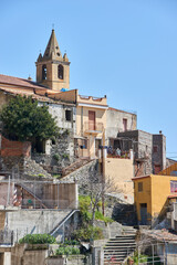 view and pamorama of the characteristic village in Sicily province of messina between mountains and sea