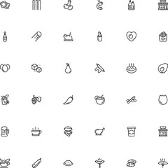 icon vector icon set such as: sketch, tomato, vegan, potato, heart, harvest, foam, beef, herbal, mussel, sashimi, cutlet, cannelloni pasta shape, winery, showcase, cold, cocktail, pear, macro, sliced