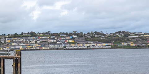 Fototapeta na wymiar Port of Cork with Cobh city in the background, Ireland