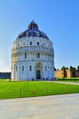 landscape of Piazza del Duomo also known as Piazza dei Miracoli in the city of Pisa in Tuscany,...