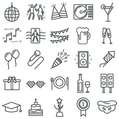 Set of party line icon. Simple trendy celebrate outline symbol concept. Isolated vector 320x320 pixels illustration.