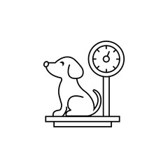 scale, dog icon. Simple thin line, outline illustration line of Petshop icons for UI and UX, website or mobile application