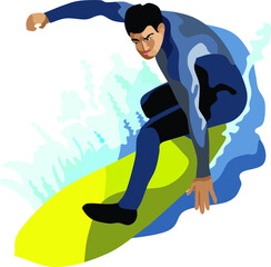 Surfing Cartoon Sport Vector Illustration