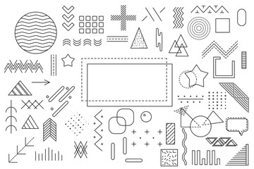 Memphis geometric elements for design. Vector illustration for web, sale, posters, advertising, template, promotion.