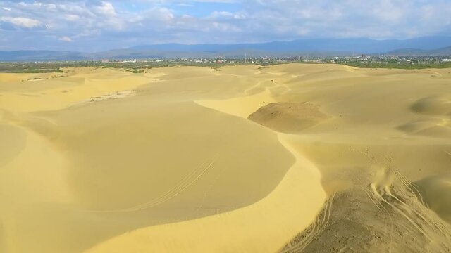 Drone view of the Medanos de Coro, in Venezuela, during sunset