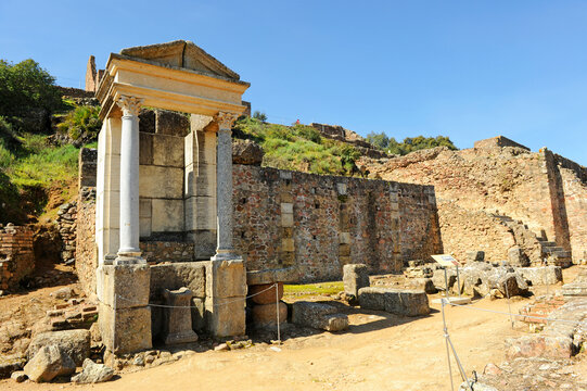 Temple of Mercury in the Roman city of Munigua Mulva, Seville province, Spain
