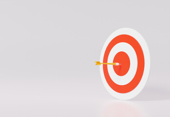 Embroidered arrow target business idea concept. on isolated white background with shadow, 3d rendering