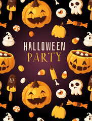 Hand drawn Halloween illustration. Creative Cartoon Style art work. Actual vector drawing food and drink for Party. Artistic isolated Season objects