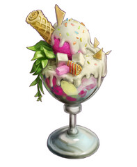 Coupe de glace d&eacute;licieuse color&eacute;, sucr&eacute; et parfum&eacute;.