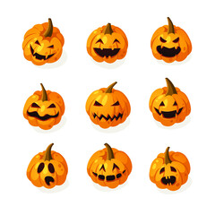 Cartoon Character Jack-o-lantern. Hand drawn stylish Halloween vegetable. Autumn Vector  drawing fresh 
food. Vegan Illustration Pumpkin Spice Season