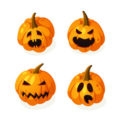 Cartoon Character Jack-o-lantern. Hand drawn stylish Halloween vegetable. Autumn Vector  drawing fresh 
food. Vegan Illustration Pumpkin Spice Season