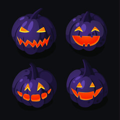 Cartoon Character Jack-o-lantern. Hand drawn stylish Halloween vegetable. Autumn Vector  drawing fresh 
food. Vegan Illustration Pumpkin Spice Season