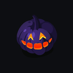 Cartoon Character Jack-o-lantern. Hand drawn stylish Halloween vegetable. Autumn Vector  drawing fresh 
food. Vegan Illustration Pumpkin Spice Season