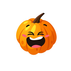 Cartoon Character Emoji  Pumpkin. Hand drawn stylish vegetable. Vector  drawing fresh organic food Emoticon. Summer Vegan Illustration Spice Season