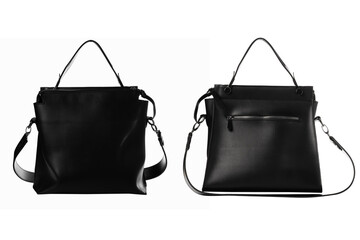 black casual bag with front and back views