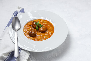 Homemade beans stew with sausage from above