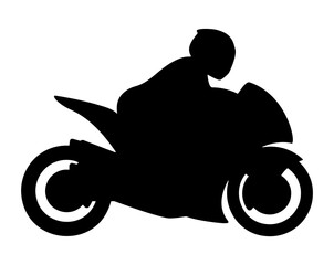 Super Sport Bike Motorcycle with Rider Silhouette Isolated Vector Illustration