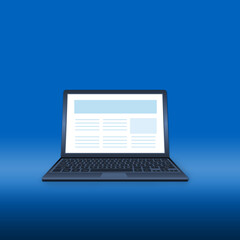 Open laptop with a blue background - 3D Illustration