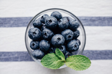 blueberries in a glass bowl