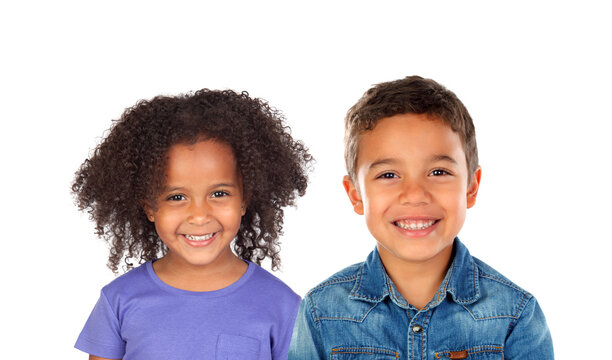 Two beautiful children looking at camera