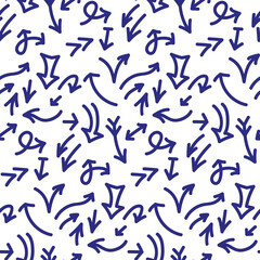 Seamless vector pattern with doodle handwritten arrows. EPS 10