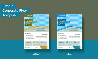 Business flyer template design set with blue and yellow color. 
marketing, business proposal, promotion, advertise, 
publication, cover page, corporate banners, and leaflets, Graphic design layout