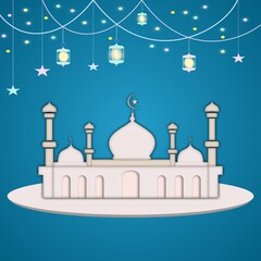 Illustration of mosque with lantern
