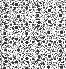 Arabesque Arabic seamless floral pattern. Branches with flowers, leaves and petals