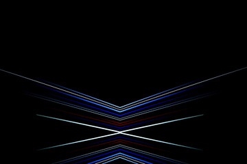 Thin lines of different colors joined symmetrically on a black background