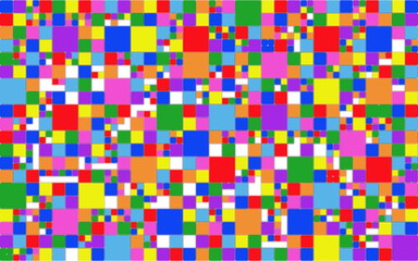 Colorful squares of different sizes on a white background