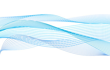 Abstract wave from curved lines of blue color on white background. Vector Illustration