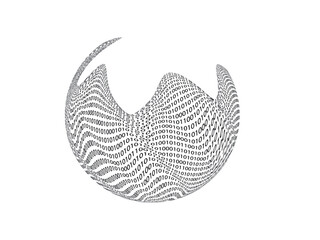 Big data futuristic design . Digital visualization . Particles stream . Binary background . Technology information concept. Flow lines . Vector sphere .