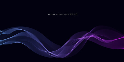 Wave vector element with abstract blue shiny lines for website, banner and brochure, Curve flow motion illustration, Vector lines, Modern background design.